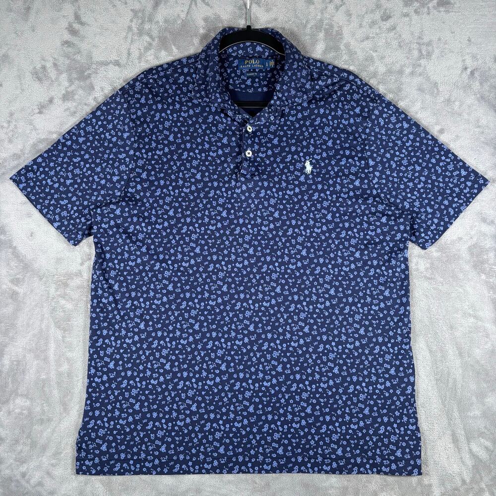 Polo Ralph Lauren Men’s Large Navy Floral Print Classic Fit Polo Shirt